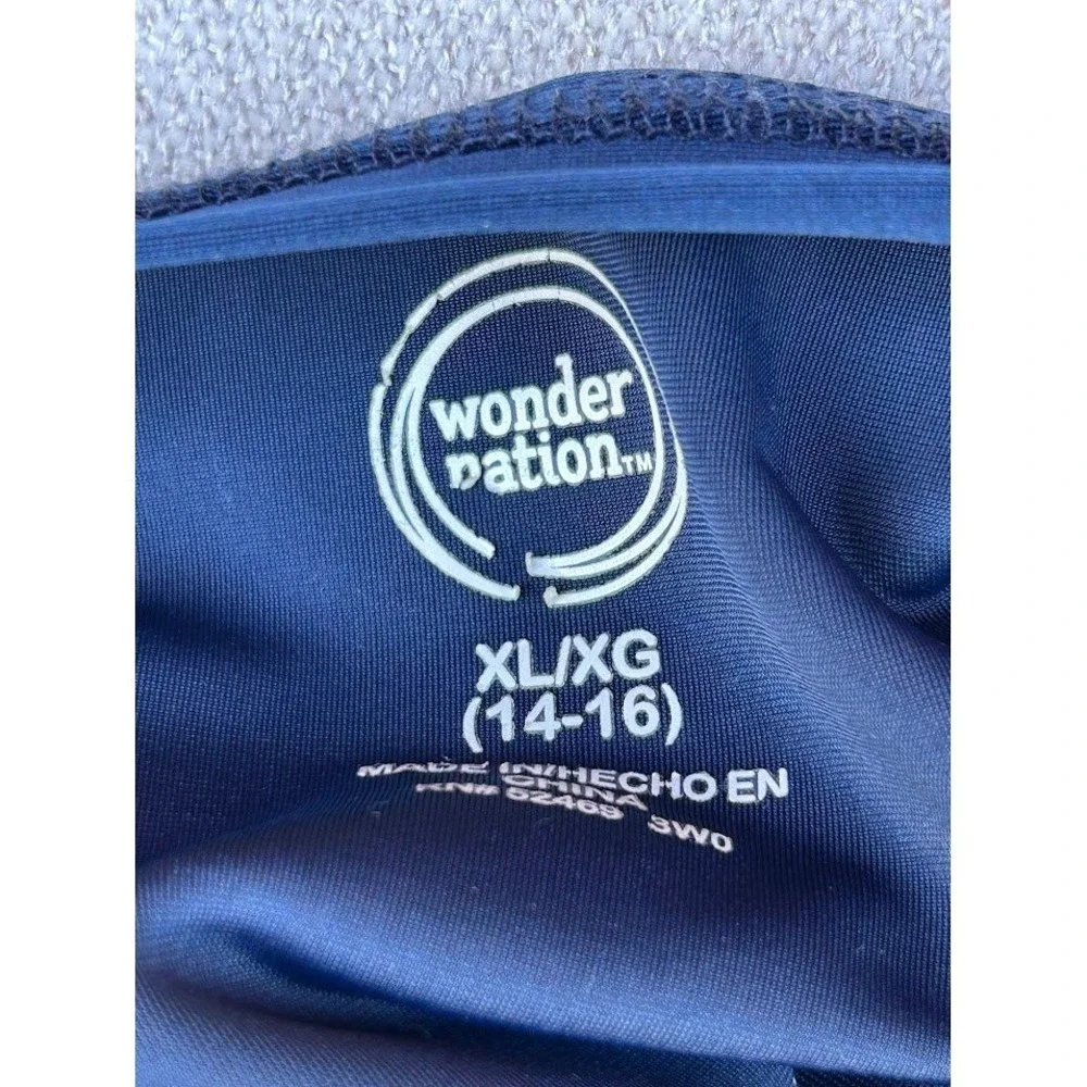 Wonder Nation Boys Navy Blue Tiger‎ Wild One Long Sleeve Rash Guard XL 14-16